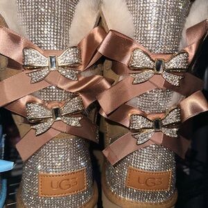 UGG Rhinestone Boots with Satin Bows